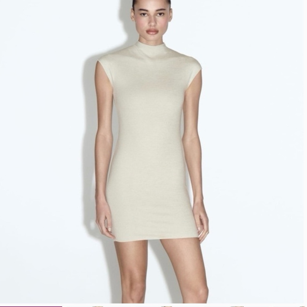 Zara Cream Fitted Mini Dress
